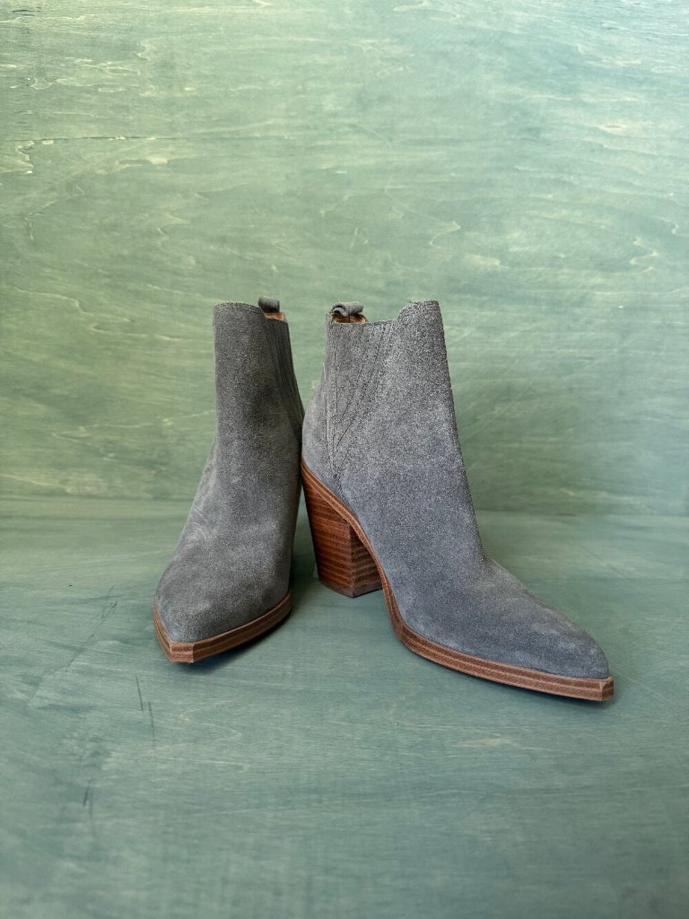 Marc Fisher Gadri Gray Suede Cowgirl Western Bootie- 7M